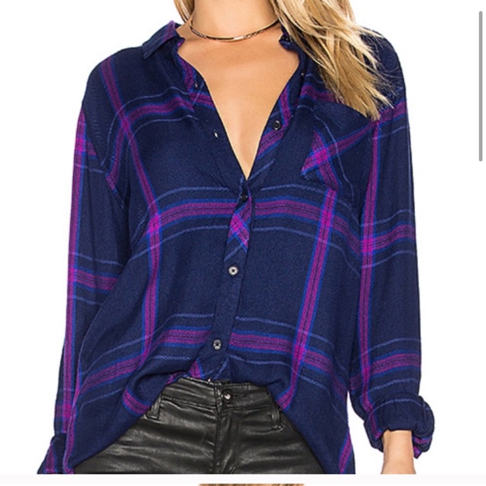 Rails Nwot Hunter Ultraviolet Button Down Shirt Xs - image 1